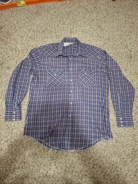 WESTERN FRONTIER Classic Men's Plaid Pearl Snap Shirt in Blue and Red
